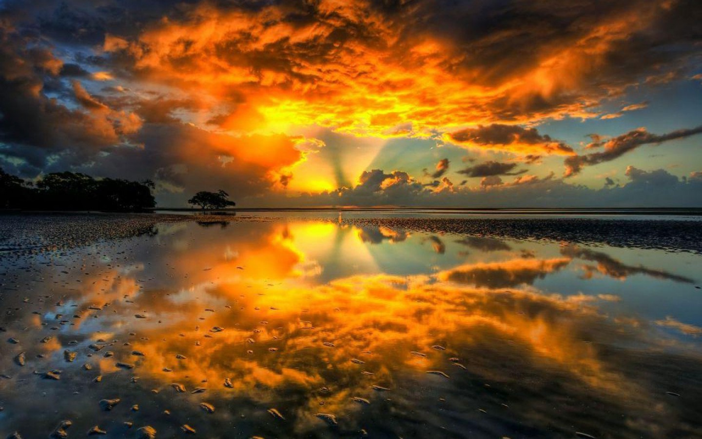 Sunset Clouds Lake Wallpaper 394